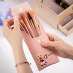 Personalized Y2K Style Cartoon Girl Name Makeup Brush Bag with 8 Pcs Makeup Brushes Travel Essentials Birthday Christmas Gift for Girls