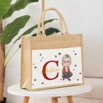 Sac en toile de jute avec Initiales et Nom Cadeau d'Anniversaire de Retraite pour Grand-Mère Maman
