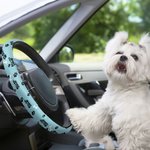 Personligt flerfärgat hundtassben-design halkskydd för bilratt med namn biltillbehör födelsedagspresent för husdjursälskare