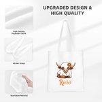 Personifierad söt häxa spöke Highland Cow Trick or Treat Canvas Tote Bag med namn Halloween present till barn Highland Cow älskare 6