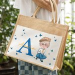 Sac en toile de jute avec Initiales et Nom Cadeau d'Anniversaire de Retraite pour Grand-Mère Maman
