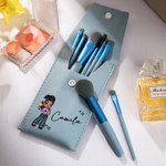 Personalized Y2K Style Cartoon Girl Name Makeup Brush Bag with 8 Pcs Makeup Brushes Travel Essentials Birthday Christmas Gift for Girls