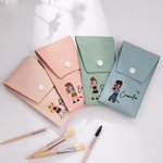 Personalized Y2K Style Cartoon Girl Name Makeup Brush Bag with 8 Pcs Makeup Brushes Travel Essentials Birthday Christmas Gift for Girls
