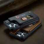 Gepersonaliseerde Cartoon karakter geboorte bloem naam lederen Flip Wallet telefoon geval voor iPhone met kaarthouder RFID Blokkeren Gift voor familie vriend