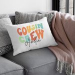 Personalised Rainbow Letter DIY Colouring Cousin Crew Cushion Cover with Name Family Party Home Decor Birthday Gift for Boys Girls