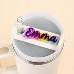 Personalised Multicolour Glitter Raised Letter Tumbler Name Plate Tag Accessories for Stanley Cup Birthday Gift for Women Sports Lovers