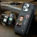 Gepersonaliseerde Cartoon karakter geboorte bloem naam lederen Flip Wallet telefoon geval voor iPhone met kaarthouder RFID Blokkeren Gift voor familie vriend