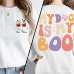 Personlig Halloween Ghost Dog Crewneck Pullover Sweatshirt My Dog Is My Boo Rolig Halloween Favor Holiday Party Present för hundälskare