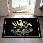 Personalized Floral Hairdressing Elements Doormat with Text Salon Barber Shop Accessories Opening Gift for Hairdresser Hair Beauty Lovers