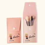 Personalized Y2K Style Cartoon Girl Name Makeup Brush Bag with 8 Pcs Makeup Brushes Travel Essentials Birthday Christmas Gift for Girls