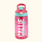 Personalised Colourful Name Water Bottle with Silicone Straw and Handle Travel Birthday Gift for Kids