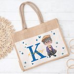 Sac en toile de jute avec Initiales et Nom Cadeau d'Anniversaire de Retraite pour Grand-Mère Maman