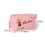 Personalized Y2K Style Cartoon Girl Leather Makeup Bag with Name Birthday Bridal Party Gift for Women Girls