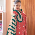 Coperta personalizzata Multicolore Cuore Nuvola di Parole Ombra Nome Morbida Coperta da lancio Home Decor Regalo di compleanno per bambini Ragazze