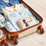 Personalized Y2K Style Cartoon Girl Leather Makeup Bag with Name Birthday Bridal Party Gift for Women Girls