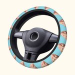 Personalized Funny Multicolour Dog Cat Face Photo Anti-slip Elastic Steering Wheel Cover Birthday Gift for Family Friend