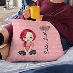 Housse de Coussin Personnalisée avec Personnage de Dessin Animé et Nom Décoration de Chambre Cadeau Noël Anniversaire pour Enfant
