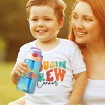 Personalized Cousin Crew 16oz Name Water Bottle with Straw and Spill-Proof Lid Kids Party Favor Gift for Boys Girls