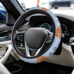 Personalized Watercolor Birth Flower Non-slip Elastic Car Steering Wheel Protective Cover with 1-3 Names Birthday Gift for Family Friend Car Owner