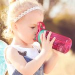 Henkilökohtainen söpö sarjakuva Fairy Girl 16oz nimi vesipullo olki ja kahva syntymäpäivä takaisin kouluun lahja tytöille