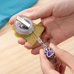 Personalised Glitter Dog Paw Print Nurse Badge Reel with Name and Paw Charm Nurse Week Birthday Gift for Dog Lovers Nurses Medical Staff