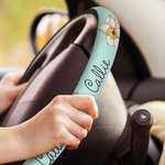 Personalized Watercolor Birth Flower Non-slip Elastic Car Steering Wheel Protective Cover with 1-3 Names Birthday Gift for Family Friend Car Owner