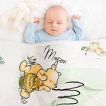 Personalized Soft Classic Winnie the Pooh Fleece Throw Blanket with Name and Initial Baby Shower Receiving Gift for Newborns