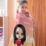 Personalized Gradient Colour Cartoon Character Name Soft Throw  Blanket Birthday Christmas Gift for Kids and Adults