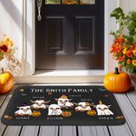 Gepersonaliseerde Schattige Heks Spook Hoogland Koe Antislip Welkom Deurmat met Namen Herfst Halloween Huisdecoratie Cadeau voor Familie Hoogland Koe Liefhebbers