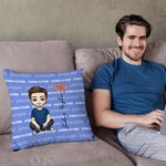Housse de Coussin Personnalisée avec Personnage de Dessin Animé et Nom Décoration de Chambre Cadeau Noël Anniversaire pour Enfant