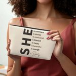 Gepersonaliseerde Zelfzorg She Is Me Make-up Bag met Naam en Positieve Affirmaties Verjaardag Inspirerend Geschenk voor Vrouwen Meisjes