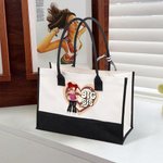 Spersonalizowana torba Big Sis Mid Sis Lil Sis Y2K Heart Cartoon Girl Canvas Tote Bag z imieniem Urodzinowy prezent przyjaźni dla Besties Y2K Lovers