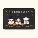 Gepersonaliseerde Schattige Heks Spook Hoogland Koe Antislip Welkom Deurmat met Namen Herfst Halloween Huisdecoratie Cadeau voor Familie Hoogland Koe Liefhebbers