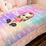 Personalized Gradient Colour Cartoon Character Name Soft Throw  Blanket Birthday Christmas Gift for Kids and Adults