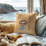 Housse de Coussin Personnalisée avec Personnage de Dessin Animé et Nom Décoration de Chambre Cadeau Noël Anniversaire pour Enfant