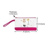 Personalised Cute Cartoon Character Birth Flower Makeup Bag with Name and Wrist Wedding Party Birthday Gift for Women Girls