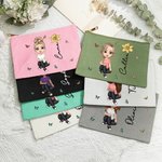 Personalized Multiple Colour Cartoon Character Birth Flower Canvas Makeup Bag with Name Travel Accessories Birthday Bridal Party Gift for Women Girls