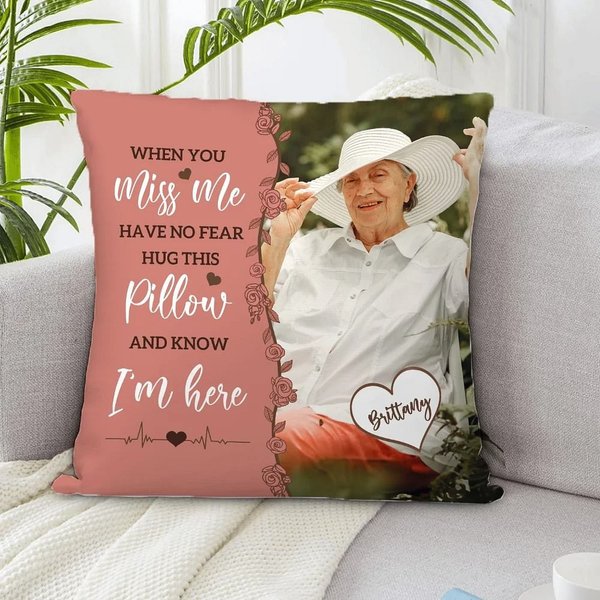Personalised Photo Memorial Throw Pillow Cover with Name Sympathy Bereavement Gift for Loss of Loved One
