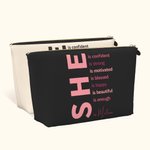 Gepersonaliseerde Zelfzorg She Is Me Make-up Bag met Naam en Positieve Affirmaties Verjaardag Inspirerend Geschenk voor Vrouwen Meisjes