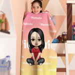 Personalized Gradient Colour Cartoon Character Name Soft Throw  Blanket Birthday Christmas Gift for Kids and Adults
