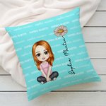 Housse de Coussin Personnalisée avec Personnage de Dessin Animé et Nom Décoration de Chambre Cadeau Noël Anniversaire pour Enfant