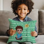 Housse de Coussin Personnalisée avec Personnage de Dessin Animé et Nom Décoration de Chambre Cadeau Noël Anniversaire pour Enfant