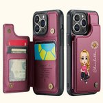 Gepersonaliseerde Cartoon karakter geboorte bloem naam lederen Flip Wallet telefoon geval voor iPhone met kaarthouder RFID Blokkeren Gift voor familie vriend