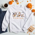 Gepersonaliseerd Schattig Heks Spook Hoogland Koe Kid Volwassen Sweatshirt met 2-6 Namen Welkom Halloween Kostuum Cadeau voor Familie Hoogland Koe Lie