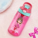 Henkilökohtainen söpö sarjakuva Fairy Girl 16oz nimi vesipullo olki ja kahva syntymäpäivä takaisin kouluun lahja tytöille