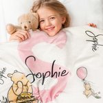 Personalized Soft Classic Winnie the Pooh Fleece Throw Blanket with Name and Initial Baby Shower Receiving Gift for Newborns