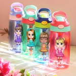 Henkilökohtainen söpö sarjakuva Fairy Girl 16oz nimi vesipullo olki ja kahva syntymäpäivä takaisin kouluun lahja tytöille