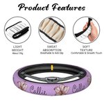 Personalized Watercolor Birth Flower Non-slip Elastic Car Steering Wheel Protective Cover with 1-3 Names Birthday Gift for Family Friend Car Owner