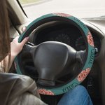 Personalized Watercolor Birth Flower Non-slip Elastic Car Steering Wheel Protective Cover with 1-3 Names Birthday Gift for Family Friend Car Owner