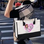 Spersonalizowana torba Big Sis Mid Sis Lil Sis Y2K Heart Cartoon Girl Canvas Tote Bag z imieniem Urodzinowy prezent przyjaźni dla Besties Y2K Lovers